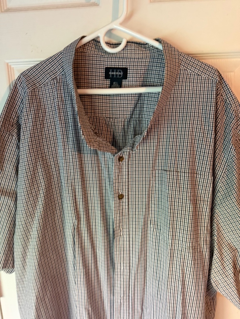 Harbor Bay Blue and White Check Short-Sleeve Button-Front Shirt